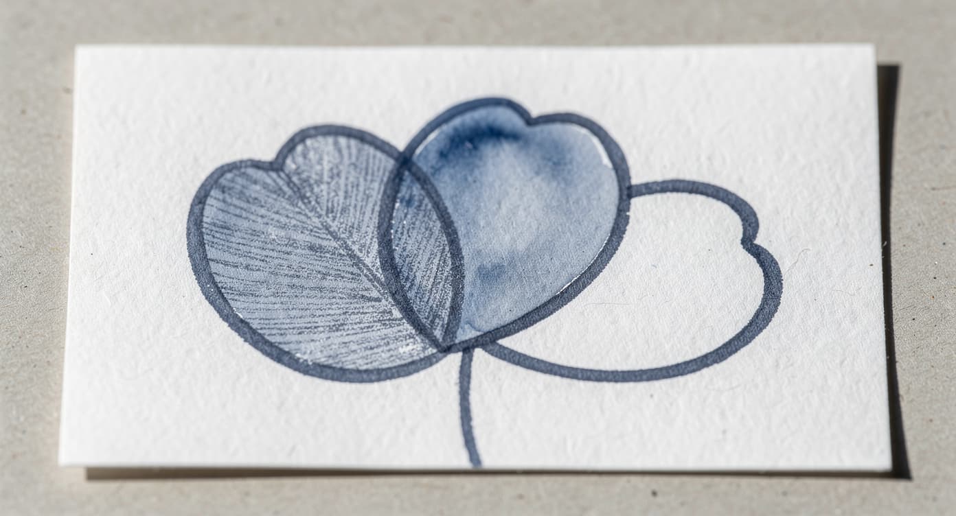 Macro comparison of dry blue watercolor pencil grain, a lightly activated wash, and an uncolored petal